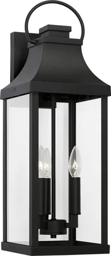 Miniatura 11 de Capital Lighting 946411BK Bradford - Farol de pared para exteriores de cristal transparente, 1 luz de 100 vatios, 17 pulgadas de alto x 6 pulgadas