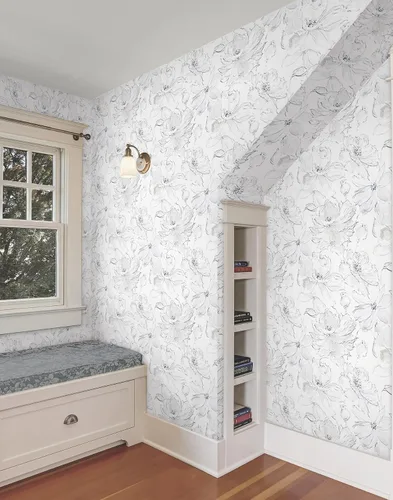 Miniatura 3 de York Wallcoverings PSW1530RL - Papel tapiz para despegar y pegar, color gris floral Dreams, color beige