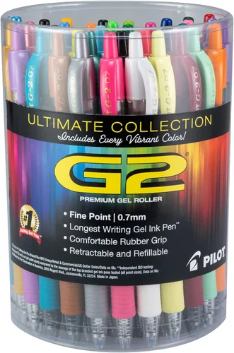 Pilot - Bolígrafos en gel G2, con punta rodante, recargables y retráctiles de la colección Premium Ultimate, punta fina, tintas de colores surtidos,