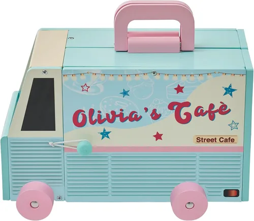 Miniatura 7 de Olivia's Little World Casa de muñecas de camión de comida de madera + accesorios para muñecas de 3.5", multicolor