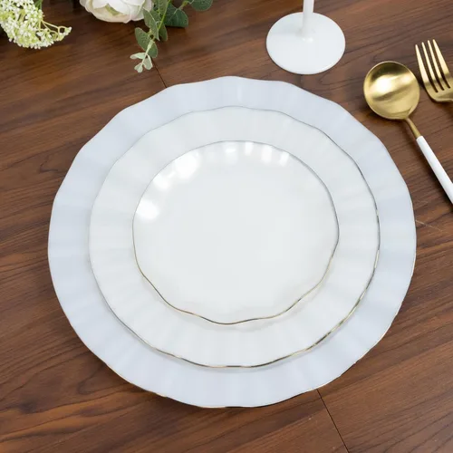 Miniatura 60 de Efavormart - Platos de cena de 11 pulgadas – Juego de 10 platos desechables redondos de plástico negro con borde dorado rizado – Vajilla elegante