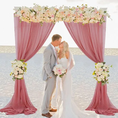 Miniatura 2 de Cortinas de gasa transparentes de 10 x 8 pies, 2 paneles de tul para fotografía, cortinas de arco de boda, cortinas de tela de gasa para boda