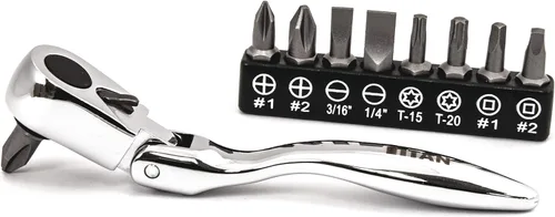 Miniatura 10 de Titan Tools 11318 - Destornillador con trinquete micro de 1/4 de pulgada x 4 pulgadas y 90 dientes - Plateado