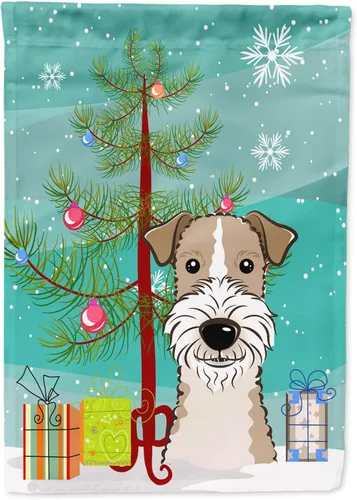 Miniatura 121 de Caroline's Treasures BB1622CHF - Bandera de casa Shih Tzu con árbol de Navidad y gris plateado para porche, grande, para colgar en la pared