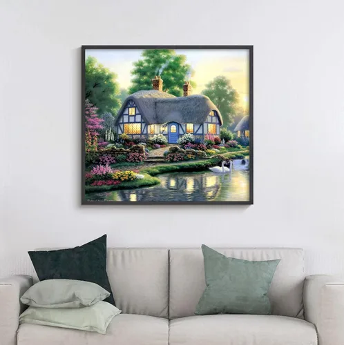 Miniatura 8 de Kits de arte de diamantes de paisaje para adultos: pintura de diamante campestre casa de campo DIY 5d Kit de pintura de diamante de taladro completo