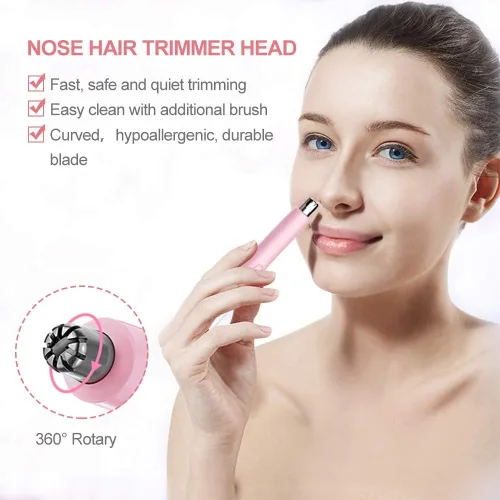 Miniatura 4 de TOUCHBeauty Recortadora de pelo para cara, cejas, nariz, orejas, cuerpo, todo en UNO, removedor de pelo para mujeres y hombres, doble cuchilla, Rosa