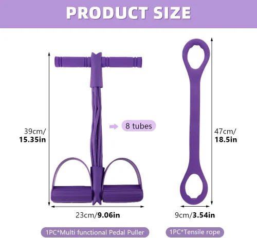 Miniatura 4 de 21 bandas de resistencia de fitness con tirador de tobillo de pedal, equipo de entrenamiento de fuerza de cuerpo completo para gimnasio en casa