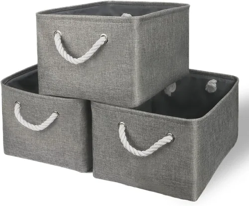 Miniatura 109 de TheWarmHome Contenedores de almacenamiento para estantes, tamaño mediano, 3 unidades, 13.8 pulgadas de largo x 9.8 pulgadas de ancho x 6.7 pulgadas