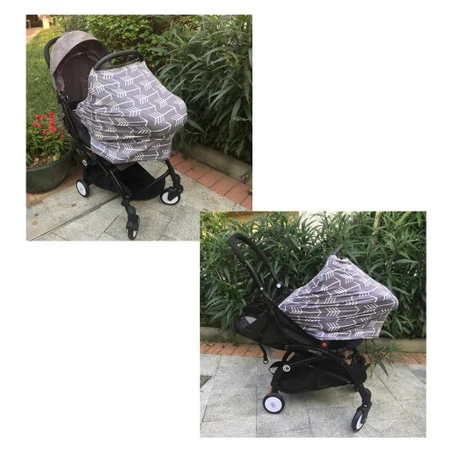 Miniatura 2 de Paquete de 2 fundas de lactancia para bebés, funda versátil para asiento de auto para recién nacido, flecha gris y azul