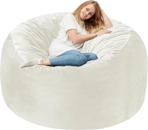 Miniatura 75 de Homguava - Sillón puff de 3 pies Sillón estilo puff grande de 3 pulgadas con relleno de espuma viscoelástica, sofá suave con funda de terciopelo