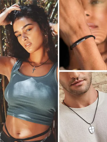Miniatura 3 de U7 - Collar de cordón de cuero negro y marrón de 2mm 3mm con cierre de acero inoxidable personalizable, cadena de cuerda de cera tejida
