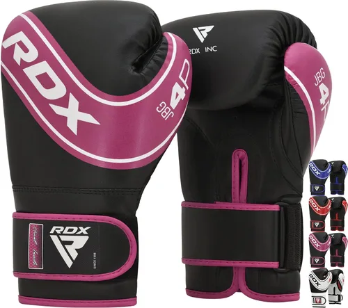 Guantes de boxeo para niños RDX, 4 oz y 6 oz, Junior, de cuero Maya, con palma ventilada, para entrenamiento, Muay Thai, sparring, kickboxing, Rosa
