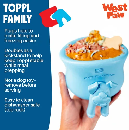 Miniatura 6 de WEST PAW Toppl Stopper - Paquete de 2 tapones en azul aguamarina, diseñado para el enriquecimiento de perros, accesorio que se adapta a todos