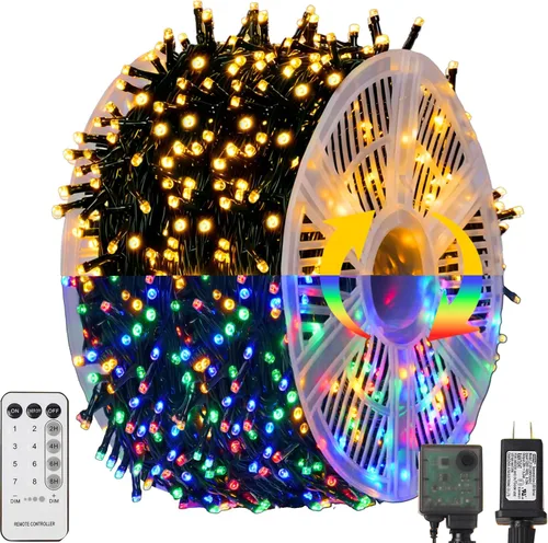 Miniatura 13 de TW SHINE - Luces de Navidad que cambian de color, 200 luces LED RGB de 66 pies, luces de Halloween para exteriores con control remoto, impermeables