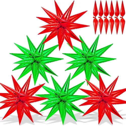 Miniatura 21 de 72 unidades de globos de estrella, grandes globos de cono de estrella metálicos de 26 pulgadas, globos de papel de aluminio de explosión colorida