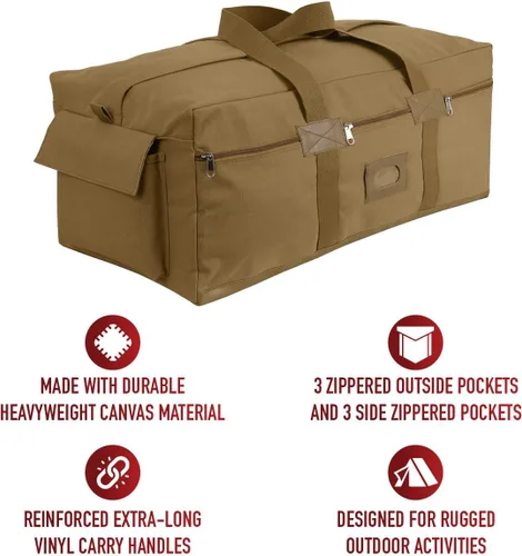 Miniatura 2 de Rothco Bolsa de lona tipo israelí, Marrón Coyote, Bolsa de lona lateral suave
