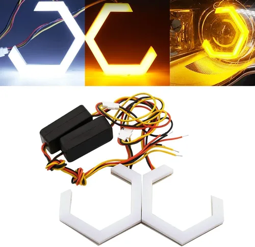 Miniatura 13 de Qasim Hexagon Ojos de Ángel 70MM RGB APP Control Anillos de Halo Luz de Retroceso para Coche Moto Accesorios de Decoración DRL Luz de Conducción
