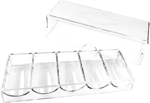 Bandejas y estantes para fichas de póquer - 1 paquete de caja de almacenamiento de fichas de acrílico transparente con cubierta, accesorios para
