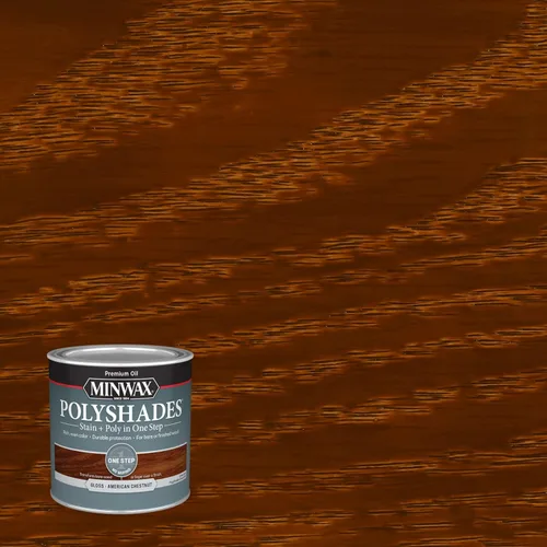 Miniatura 3 de Minwax Tinte para madera PolyShades + acabado de poliuretano, ½ pinta, castaño americano, brillo American Chestnut
