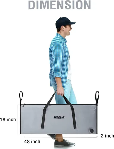 Miniatura 7 de Bolsa enfriadora térmica Buffalo Gear para peces, 40x18 pulgadas 48x18 pulgadas, a prueba de fugas, bolsa portátil impermeable, mantiene el hielo