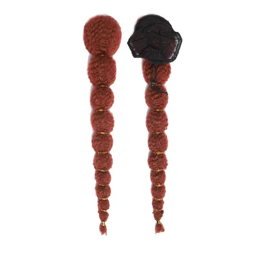 Miniatura 11 de Extensión de cola de caballo afro rizada con burbuja para mujeres negras de 18 pulgadas de largo, cola de caballo con cordón natural negro, clip