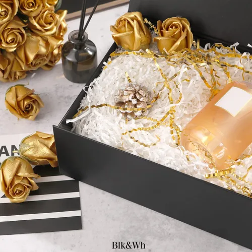 Miniatura 2 de BLK&WH Caja de regalo de 10.5 x 7.7 x 3.8 pulgadas con tapa magnética, caja plegable para padrino de boda (negro mate)