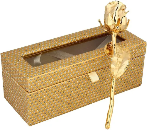 Miniatura 13 de Rosa natural bañada en oro de 24 quilates con caja de regalo roja para hombres y mujeres, 6 pulgadas de largo, la mejor opción de regalo en el día