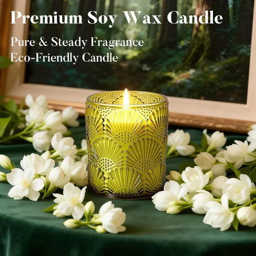 Miniatura 2 de Crenovo Vela perfumada de jazmín, vela 100% de soja, 30 horas de combustión, regalo de vela para hombres y mujeres, día de San Valentín, día