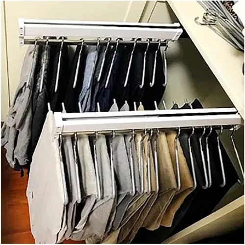 Organizador de ropa extraíble para pantalones, 15.748 in/15.7 pulgadas, barra extraíble para armario, barandilla de ropa, montaje superior, armario,