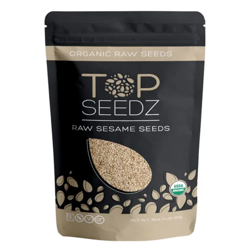 Top Seedz Semillas de sésamo crudas orgánicas certificadas por la USDA, semillas de sésamo frescas y sin sal de primera calidad, sin gluten, sin