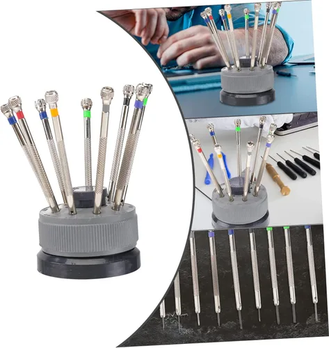 Miniatura 6 de Beaupretty Juego de pulseras Mini destornilladores, 9 piezas de destornillador plano de precisión, destornilladores de diferentes tamaños, kit