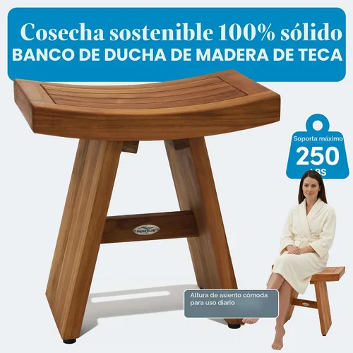 Miniatura 4 de Banco de teca para la ducha de 18 pulgadas, original de Asia, 304, Marrón, 1, 1