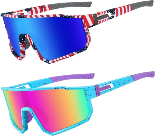 Miniatura 27 de Gafas de sol deportivas para niños, polarizadas, con protección UV400, para niños y niñas, para béisbol, softbol, ciclismo Lentes rojas con montura