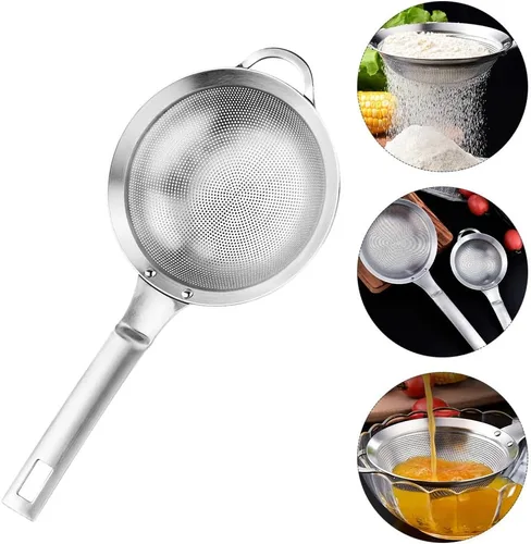 Miniatura 8 de Cabilock Coladores de malla fina para cocina, colador de grasa de acero inoxidable con asa para filtro de aceite, tamiz de grasa y tamiz de espuma
