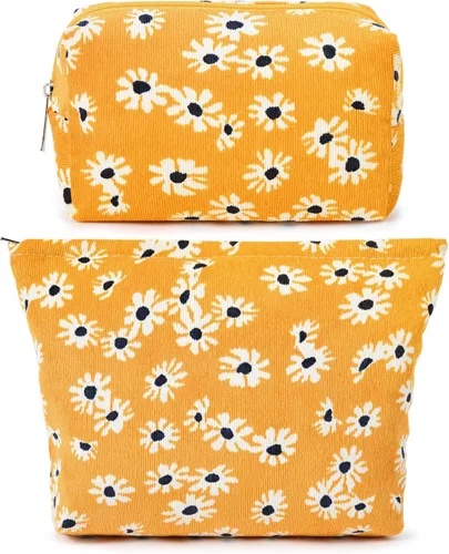Miniatura 23 de SOIDRAM 2 Piezas de Bolsa de Maquillaje a Rayas Grande, Bolsa de Cosméticos de Cordura de Gran Capacidad, Bolsa de Lona Mixta de Artículos de Rayas