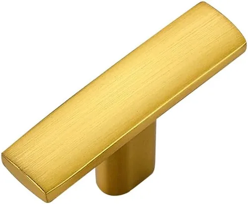 1 Paquete de Pomos de Gabinete Dorados - Tiradores Curvos de Latón Cepillado para Cajón de Cocina, Pomos de Tocador Sólidos de 1-3/4 Pulgadas para