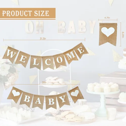 Miniatura 2 de Cartel de bienvenida para baby shower, cartel de bienvenida para bebé, cartel de revelación de género de arpillera preencordada para niños y niñas
