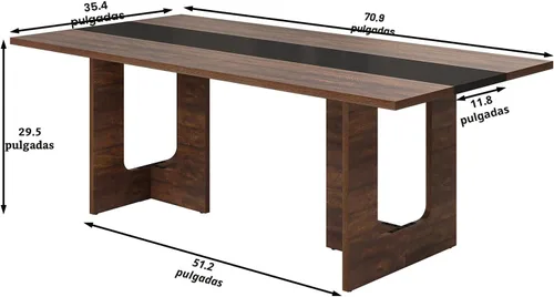 Miniatura 2 de Squireewo Mesa de comedor de 70 pulgadas para 4 y 6 personas, moderna mesa de comedor de madera con mesa gruesa impermeable, mesa de comedor Marrón