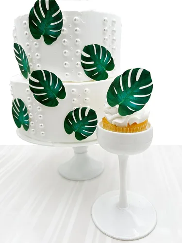 Miniatura 9 de Sugar Robot - Decoración comestible de hojas de Monstera - Tamaño pequeño - Hojas comestibles para decoración de pasteles - Hecho a mano - Hecho