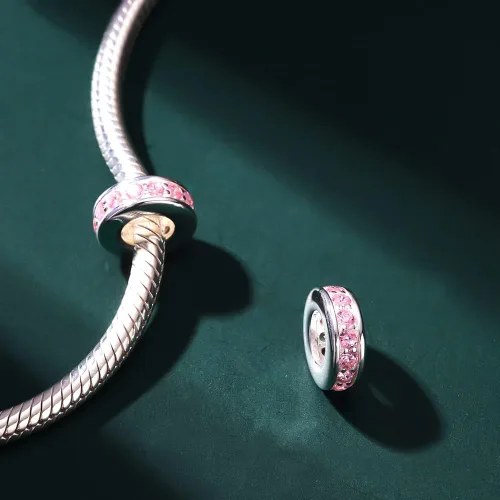 Miniatura 25 de 925 plata esterlina espaciador encanto grano con CZ transparente para pulseras Pandora Charms