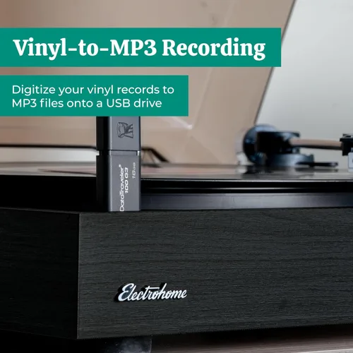 Miniatura 5 de Electrohome Montrose Record Player Stereo System, 4" Bluetooth Powered Bookshelf Speakers, Belt-Drive Bluetooth Turntable with Audio-Technica Black