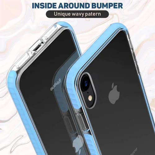 Miniatura 3 de MATEPROX Compatible con iPhone XR, transparente, delgada, antiamarilla, antiarañazos, a prueba de golpes, para iPhone XR de 6.1 pulgadas (azul)