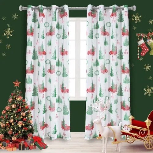 Miniatura 9 de LORDTEX Cortinas traslúcidas de Navidad para sala de estar y dormitorio, cortinas traslúcidas de lino sintético texturizado, cortinas traslúcidas