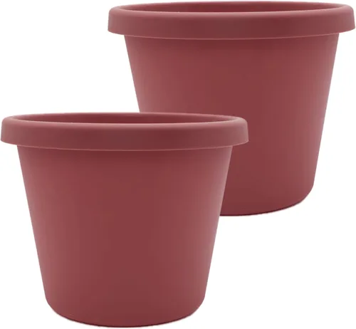 Miniatura 10 de The HC Companies Maceta redonda de plástico Prima con borde enrollado - Maceta para flores ligera y resistente a los rayos UV para hierbas y más