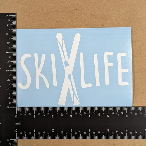 Miniatura 8 de Paquete de 4 calcomanías de esquí: Ski Life, I'd Rather Be Skiing, gafas, telesilla (blanco, grande ~ 5 pulgadas)