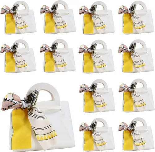 Miniatura 13 de LPEIEB Paquete de 12 Bolsas de Regalo Tipo Candy Bag de Cuero con Cinta, Bolsas de Regalo de Boda de PU con Asa de Cinta, Cajas de Favor de Fiesta