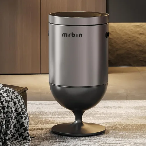 Miniatura 7 de MRBIN Bote de basura de metal con sensor de movimiento para baño con tapa, cesta de basura automática en forma de copa de vino de 5.3 galones, sin