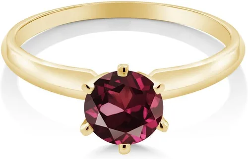 Miniatura 70 de Anillo de compromiso solitario con piedra preciosa redonda de oro amarillo de 14 quilates de 0.236 in para mujer Ajuste clásico de 6 puntas