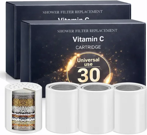 Miniatura 9 de Cartucho de repuesto de filtro de ducha de 15 etapas (paquete de 4) filtro de ducha con vitamina C para agua dura, filtro de agua de ducha que