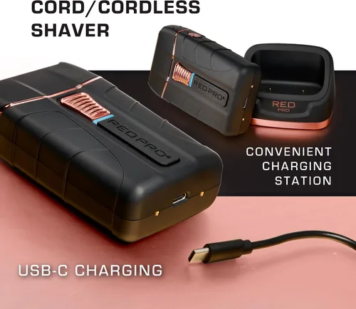Miniatura 4 de RED Pro Cable de afeitadora de papel de titanio, afeitadora inalámbrica para hombres, potente rasuradora eléctrica USB-C recargable, hasta 170 Negro